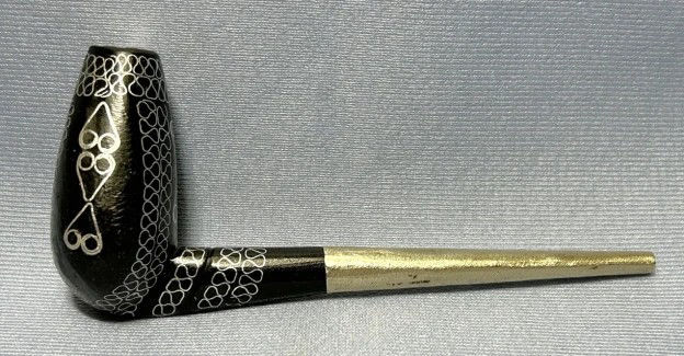 North African Tuareg blackwood and metal pipe