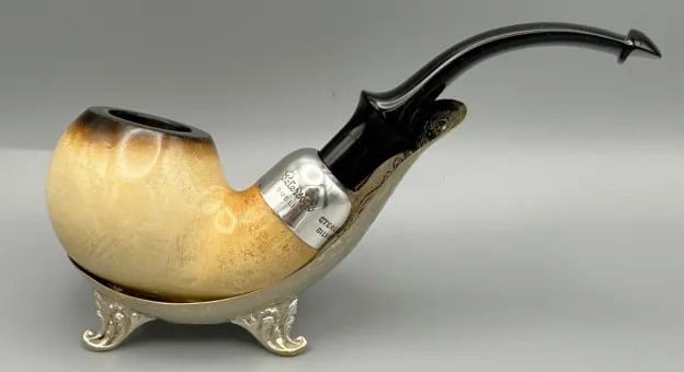 Peterson 314 Sterling Silver Meerschaum Bent Billiard 